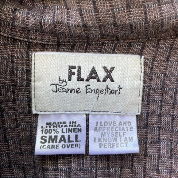 FLAX By JEANNE ENGELHART Size S Dress 100% Linen Button Front Brown Maxi Pockets - Picture 3 of 6